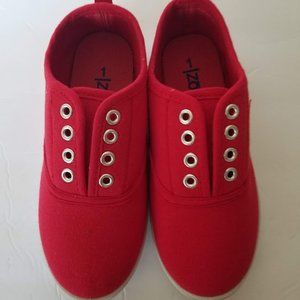 Zoogs Girls Casual Shoes Red Canvas Slip On Flat Sneakers Size 1 New